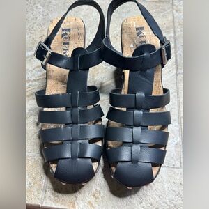 Kork-Ease Black Leather Sandals